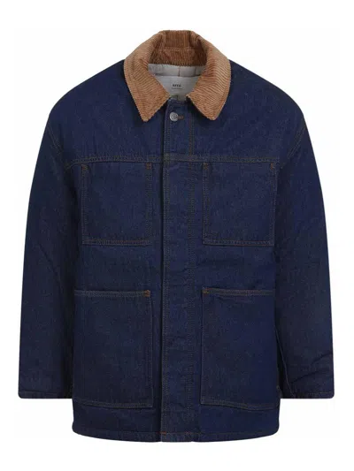 Ami Alexandre Mattiussi Ami Paris Denim Padded Jacket In Blue