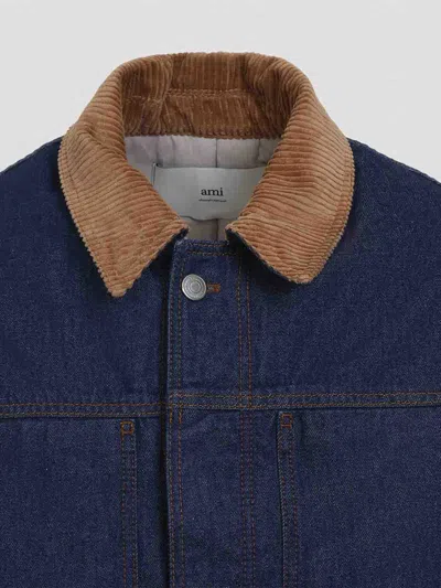 Ami Alexandre Mattiussi Ami Paris Denim Padded Jacket In Blue