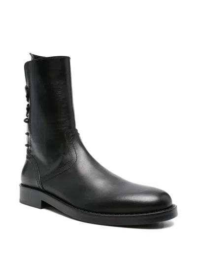 Ann Demeulemeester Leather Sneakers In Black