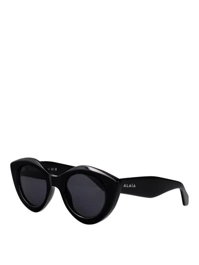 Alaïa Alaia Black-black-grey Recycled Acetate Sunglasses In Black