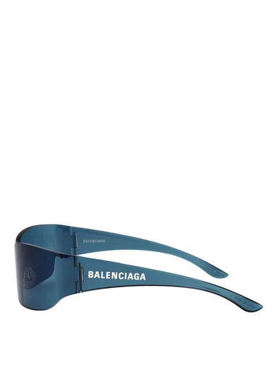 Balenciaga Blue-blue-blue Nylon Sunglasses In Blue