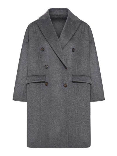 Brunello Cucinelli Cloth Coat In Gray