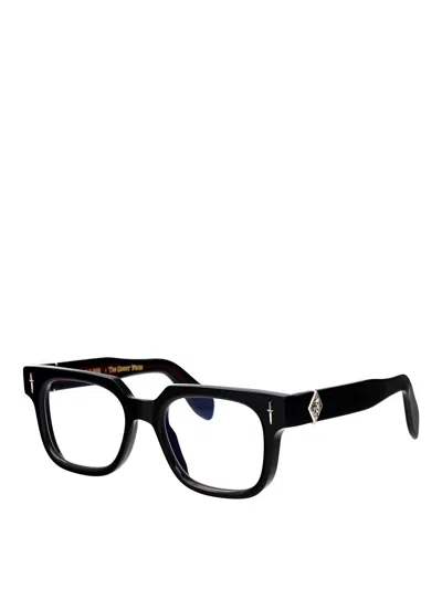 Cutler And Gross Black Acetate Glasses In Black