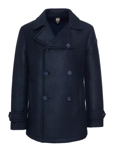 Colmar Originals Tailored Double-breasted Wool Blend Coat In Blue