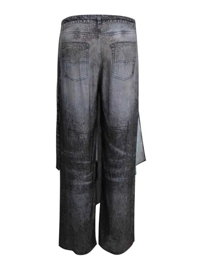 Diesel Viscose Portfolio Trousers With Knot In Animal Print
