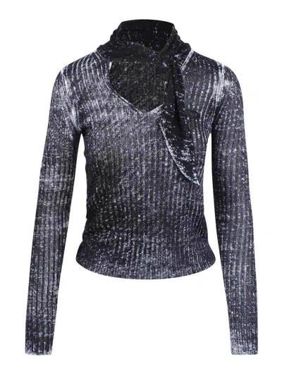 Diesel Linen Shirt With Drop And Neck Collar In Multi