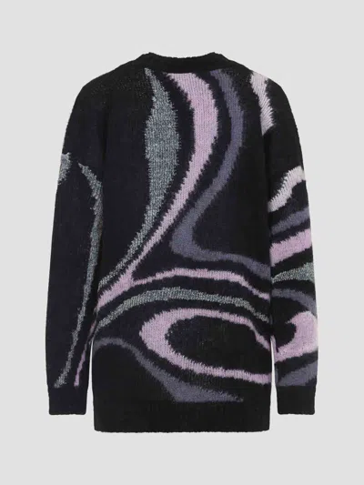 Pucci Embroidered Mohair Blend Oversize Cardigan In Black