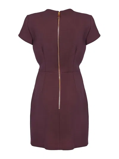Elisabetta Franchi Mini Dress With Crewneck And Pockets In Purple