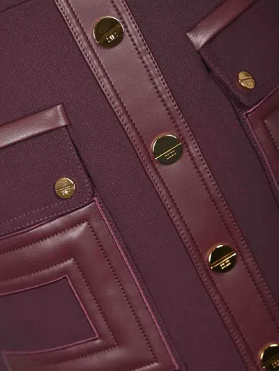 Elisabetta Franchi Mini Dress With Crewneck And Pockets In Purple