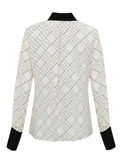 Elisabetta Franchi Georgette Shirt With Two-tone Logo Print In Gray