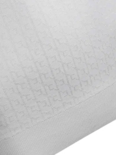 Elisabetta Franchi Jacquard Wool Sweater With Logo In White