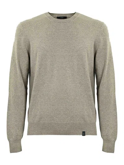 Fay Crew Neck Wool Sweater In Brown