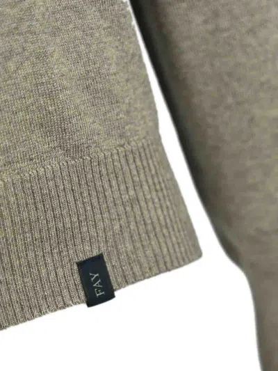 Fay Crew Neck Wool Sweater In Brown