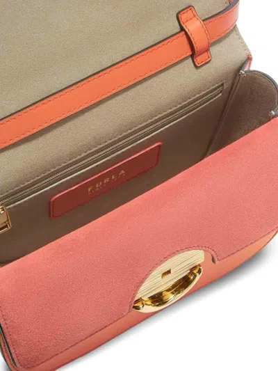 Furla Structured Carrot Orange Shoulder Bag In Red