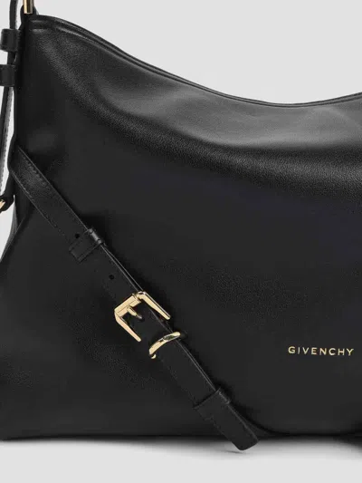 Givenchy Medium Voyou Buckle Shoulder Bag In Tumbled Leather In Black