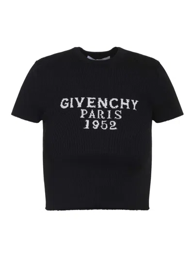 Givenchy Short Sleeves Crop Top In Black