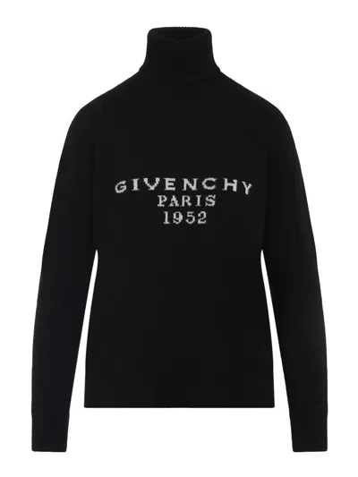 Givenchy Turtleneck Logo Wool-cashmere Sweater In Black
