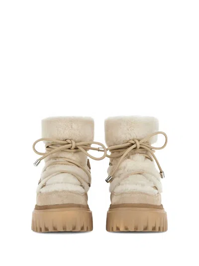 Hogan Cream Boots In Neutral