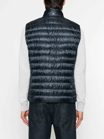 Herno Reversible Quilted Sleeveless Jacket With High Collar In Blue