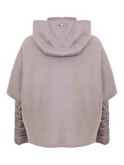 Herno Resort Cape In Felted Wool & Nylon Ultralight In Neutral