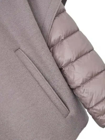 Herno Resort Cape In Felted Wool & Nylon Ultralight In Neutral