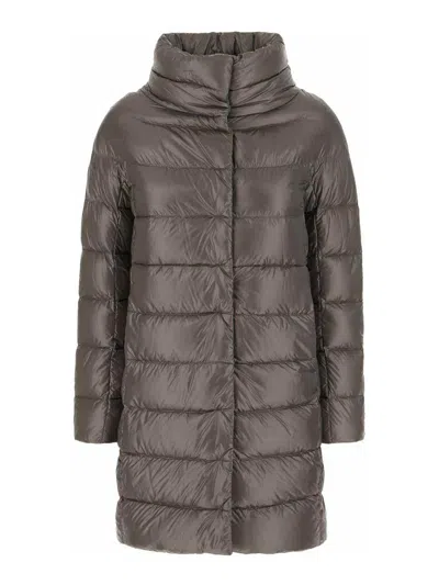 Herno Dove Grey Nylon Down Jacket In Black