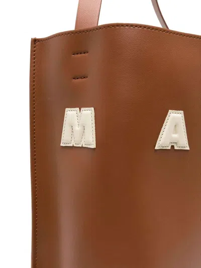Marni Medium Museo Hobo Leather Tote Bag In Brown