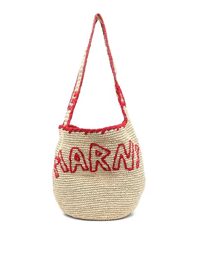 Marni Borsa A Spalla Nassa Piccola In Rafia Donna In Sand