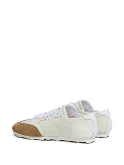 Marni Softy Soccer Suede-detail Leather Sneakers In White