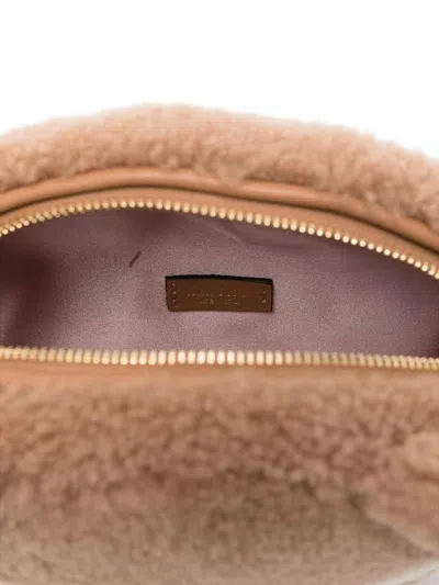 Jimmy Choo Fox Leather-trimmed Shearling Shoulder Bag In Brown