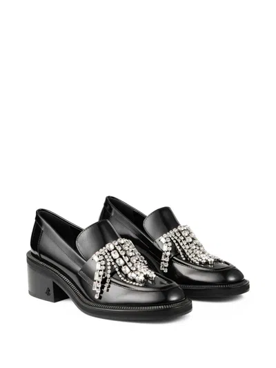 Jimmy Choo Tylor 60 Crystal-embellished Patent Leather Loafers In Black
