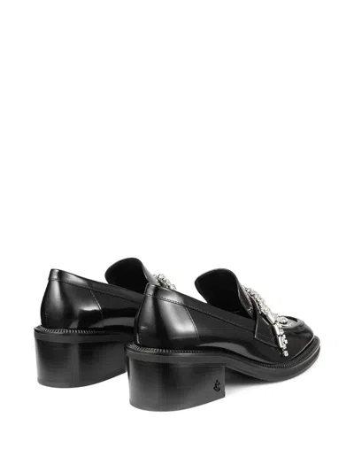 Jimmy Choo Tylor 60 Crystal-embellished Patent Leather Loafers In Black
