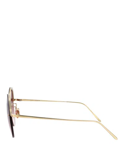 Linda Farrow Adrienne Sunglasses In Gold