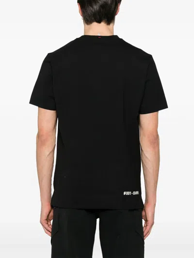 Moncler Midnight Blue Stretch Cotton T-shirt In Black