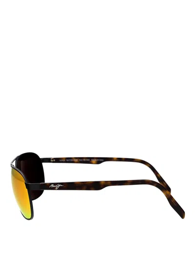 Maui Jim Matte Black Varnish Havana Ruthenium Sunglasses In Orange
