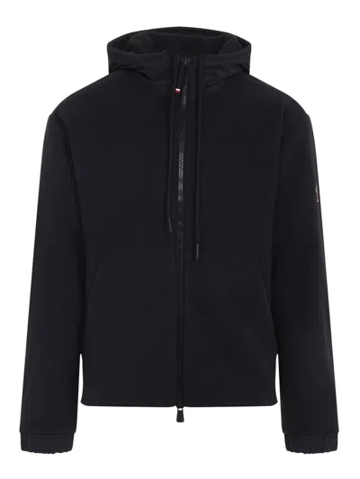 Moncler Black Zip Up Polyester Jacket In Black