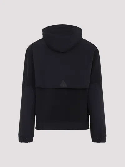 Moncler Black Zip Up Polyester Jacket In Black