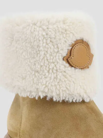 Moncler Aurea Mini Ankle Boots In Suede Leather And Shearling In Brown