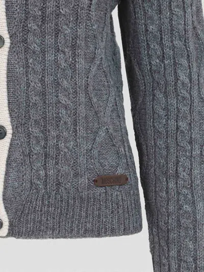 Moschino Cable Knit Color Block Long Sleeve Sweater In Multi