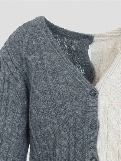 Moschino Cable Knit Color Block Long Sleeve Sweater In Multi