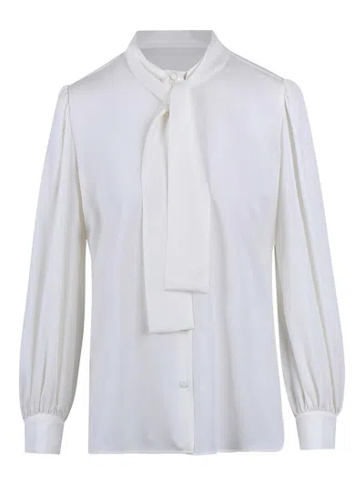 Max Mara Silk Shirt With Scarf In White