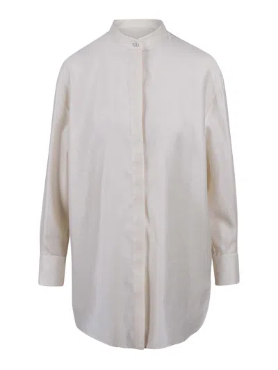 Max Mara Over Shirt In Anta Cotton Satin In White