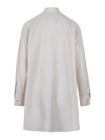 Max Mara Over Shirt In Anta Cotton Satin In White