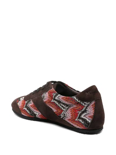 Missoni Lame-trimmed Suede Sneakers In Brown