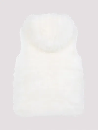 Yves Salomon Plush Lamb Fur Vest With High Collar And Down Insulation In White