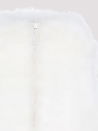 Yves Salomon Plush Lamb Fur Vest With High Collar And Down Insulation In White