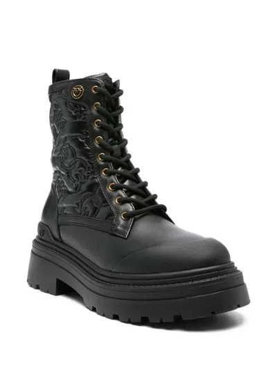 Pinko Mia 25 Chunky Sole Ankle Boot Nylon In Black