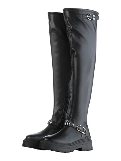 Pinko Thigh-high Boots With Metal Inserts In Black