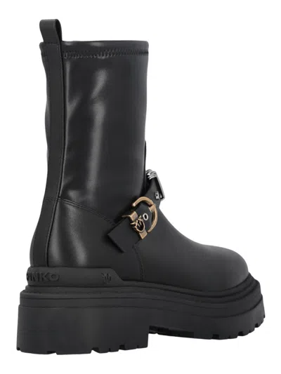 Pinko Booties With Metal Inserts In Black