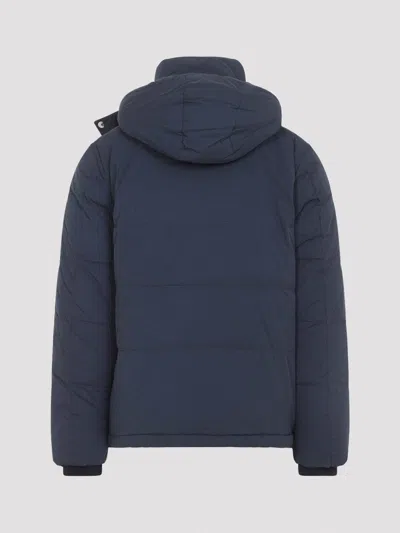 Paul Smith Padded Brown Polyamide Jacket With Detachable Hood And Ribbed Cuffs In Blue